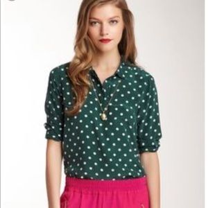 Equipment Adele Round Collar Silk Polka Dot XS